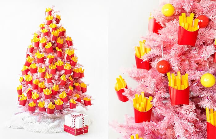 Adornos de árbol de navidad de bricolaje papas fritas