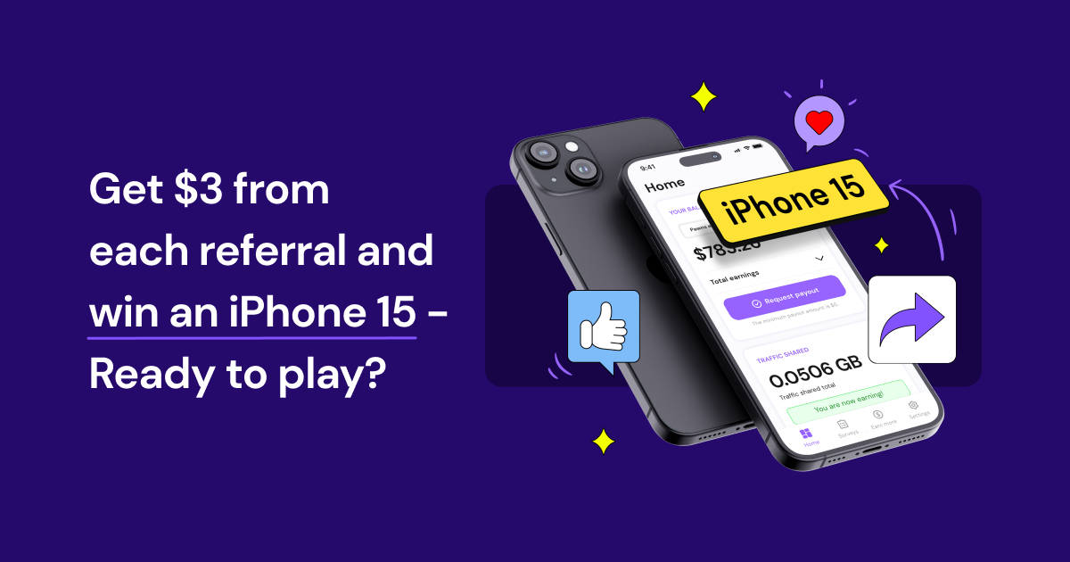 Get $3 From Each Referral and Win an iPhone 15 – Ready to Play?